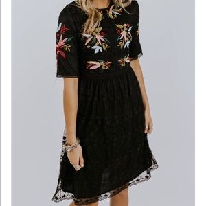 Gorgeous black dress with embroidery!